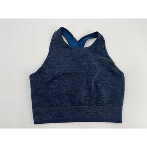 SALE Splits 59 High Neck Sports Bra Sz S/M Gray Blue Polka Dot Cross Back